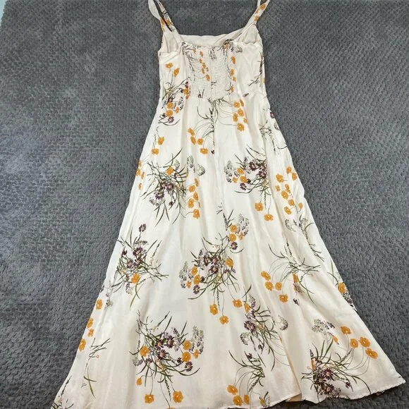 Reformation Womens Floral Nectarine Midi Dress Slit Smocked Coquette Cottagecore - Picture 6 of 9